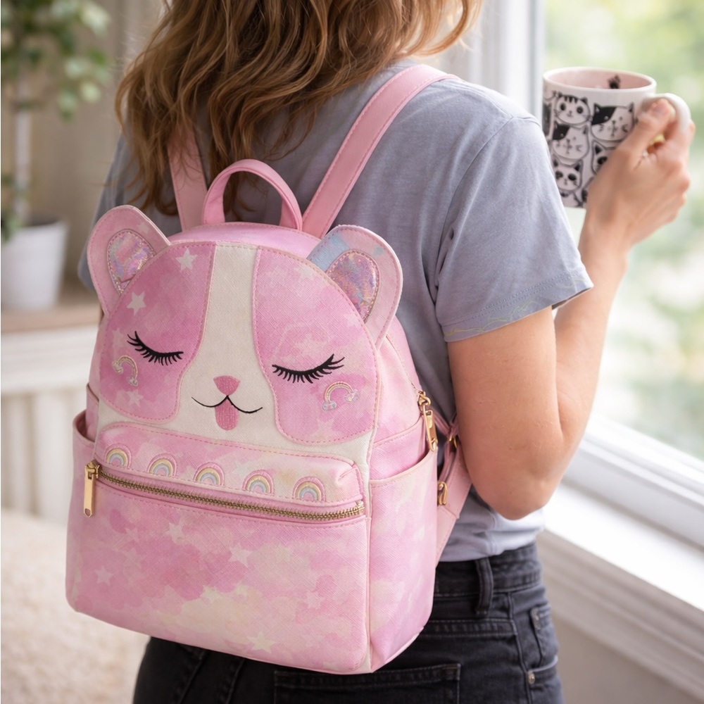 Underonesky Pink Starry Cat Backpack